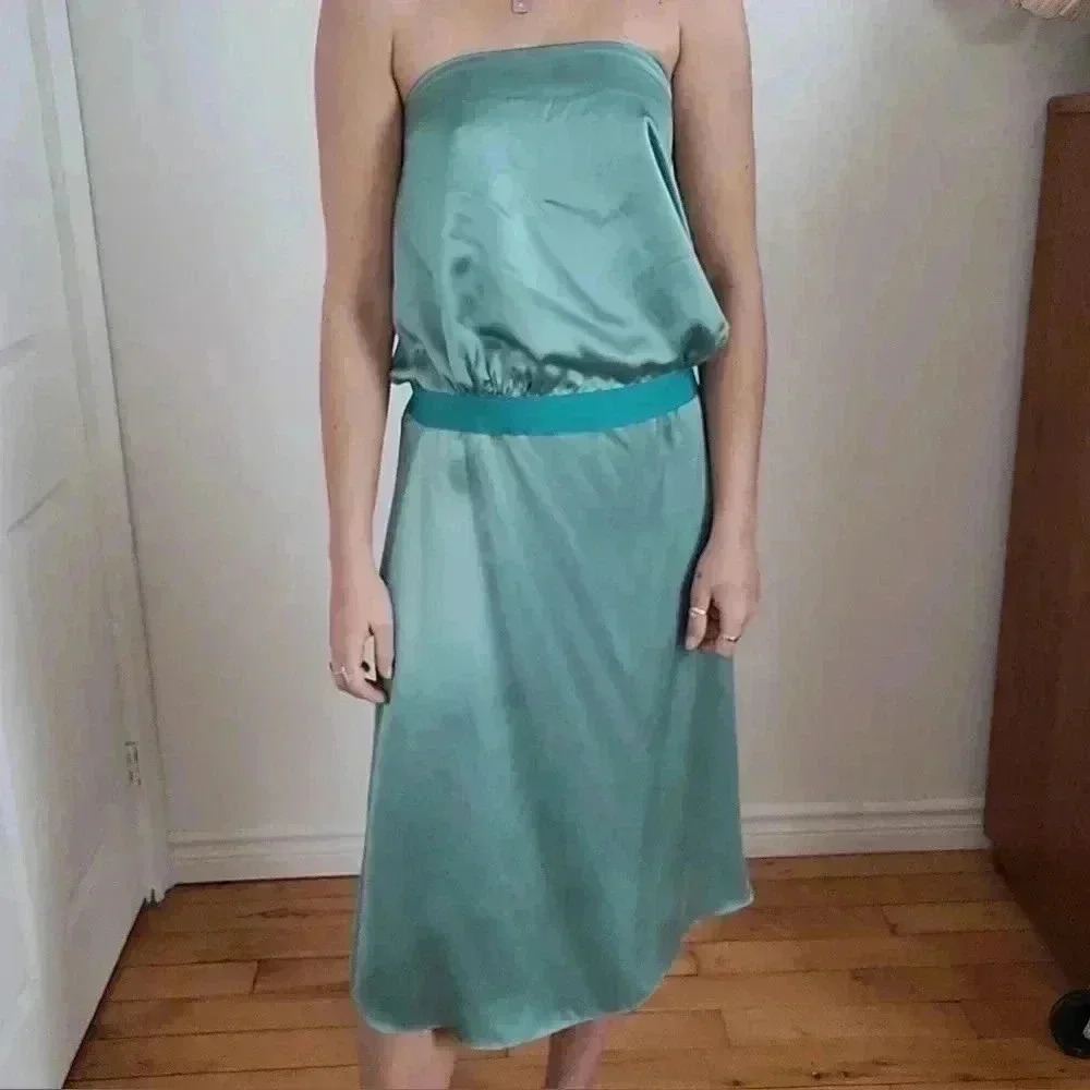Vintage Teal Strapless Dress